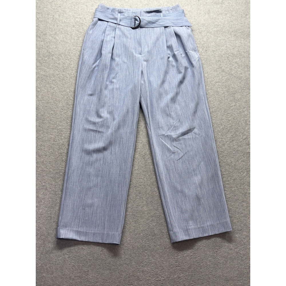 Nine West Womens Wide Leg Pleated Belted Trousers Blue Melange Size 14 165195